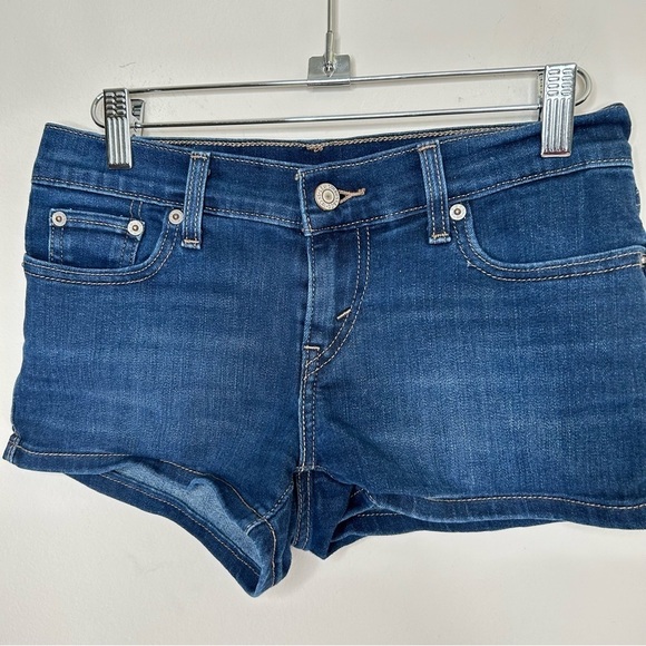 Levi's Shortie Shorts Denim Jeans Dark Blue Size 25  2" Inseam - Picture 3 of 12
